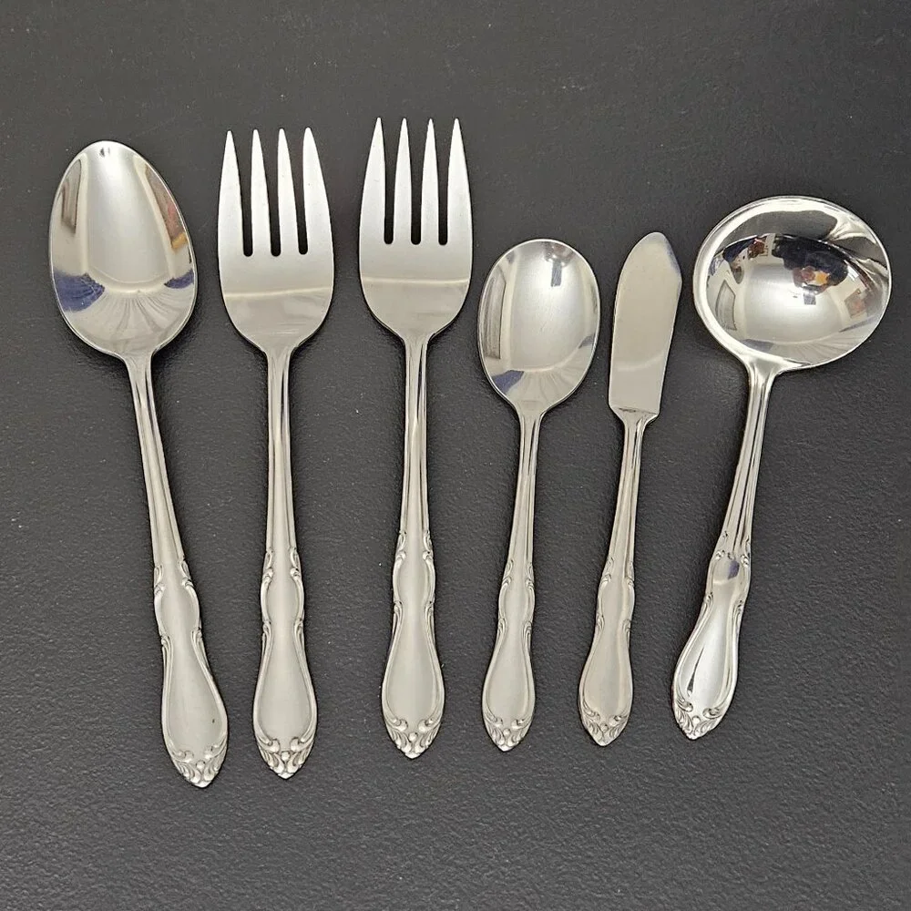 ONEIDA LTD S.L. & G.H. ROGERS STAINLESS 6 PC SERVING SET